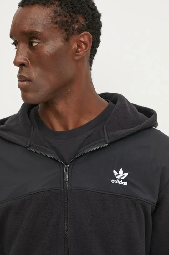 adidas Originals fleece sweatshirt Fleece Hoodie black color hooded with an application IZ4802