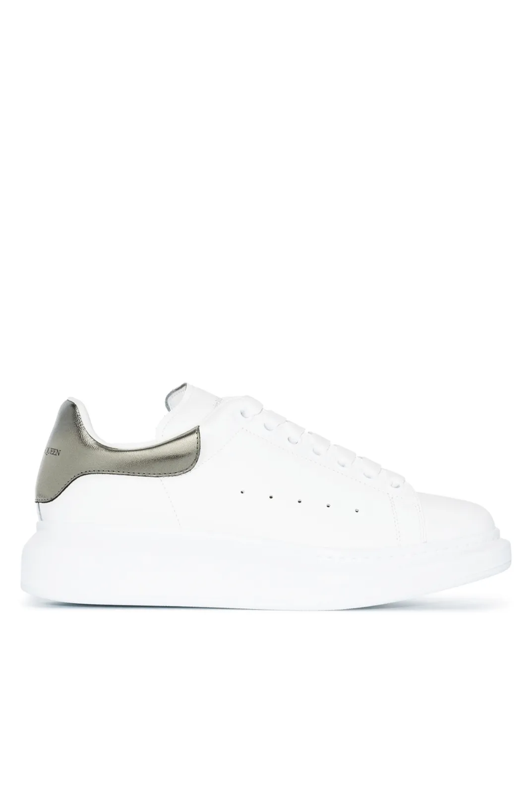 Alexander McQueen Oversized White Pearl metallic leather woman sneakers