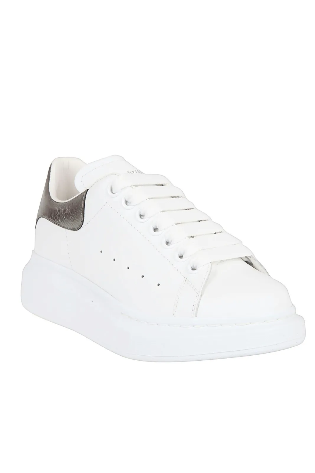 Alexander McQueen Oversized White Pearl metallic leather woman sneakers