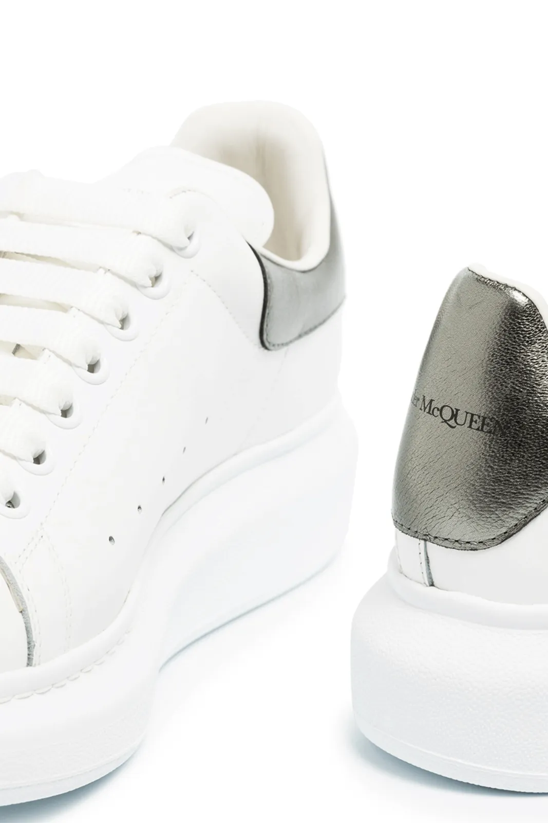 Alexander McQueen Oversized White Pearl metallic leather woman sneakers