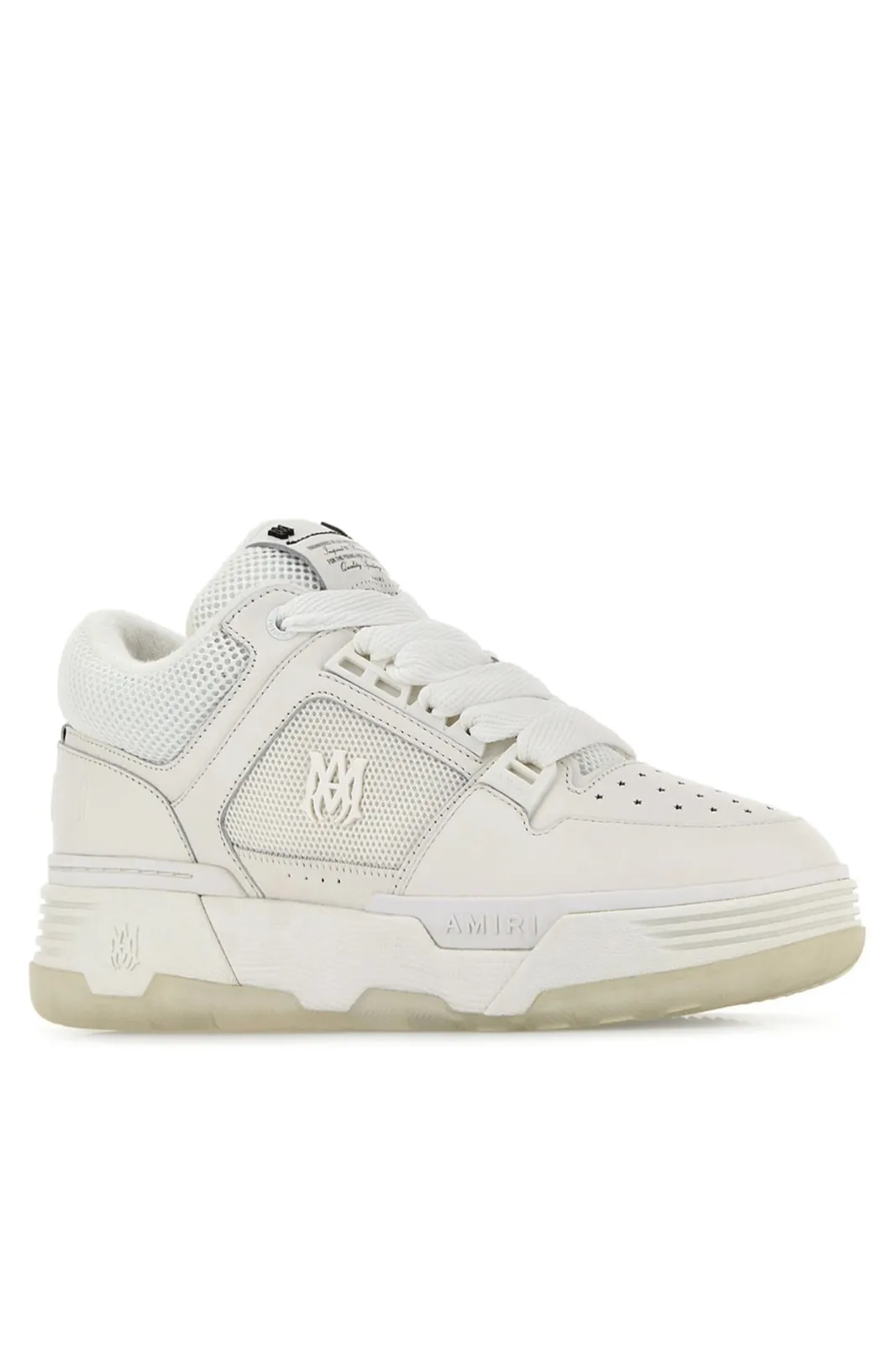 Amiri Alabaster MA-1 leather-trim mesh sneakers Ivoire