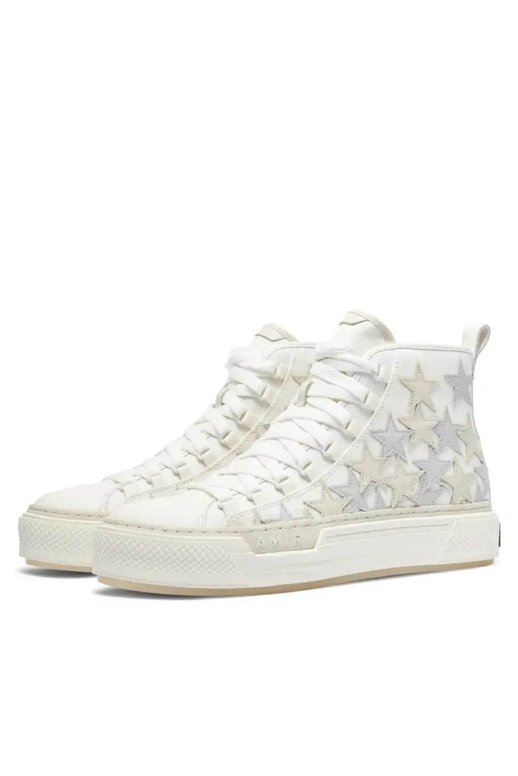 Amiri Stars Court Hi White Beige Sneakers