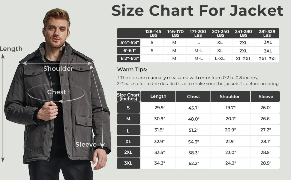 Ampake Men's Winter Heavy Warm Jacket Cotton Padded Coat