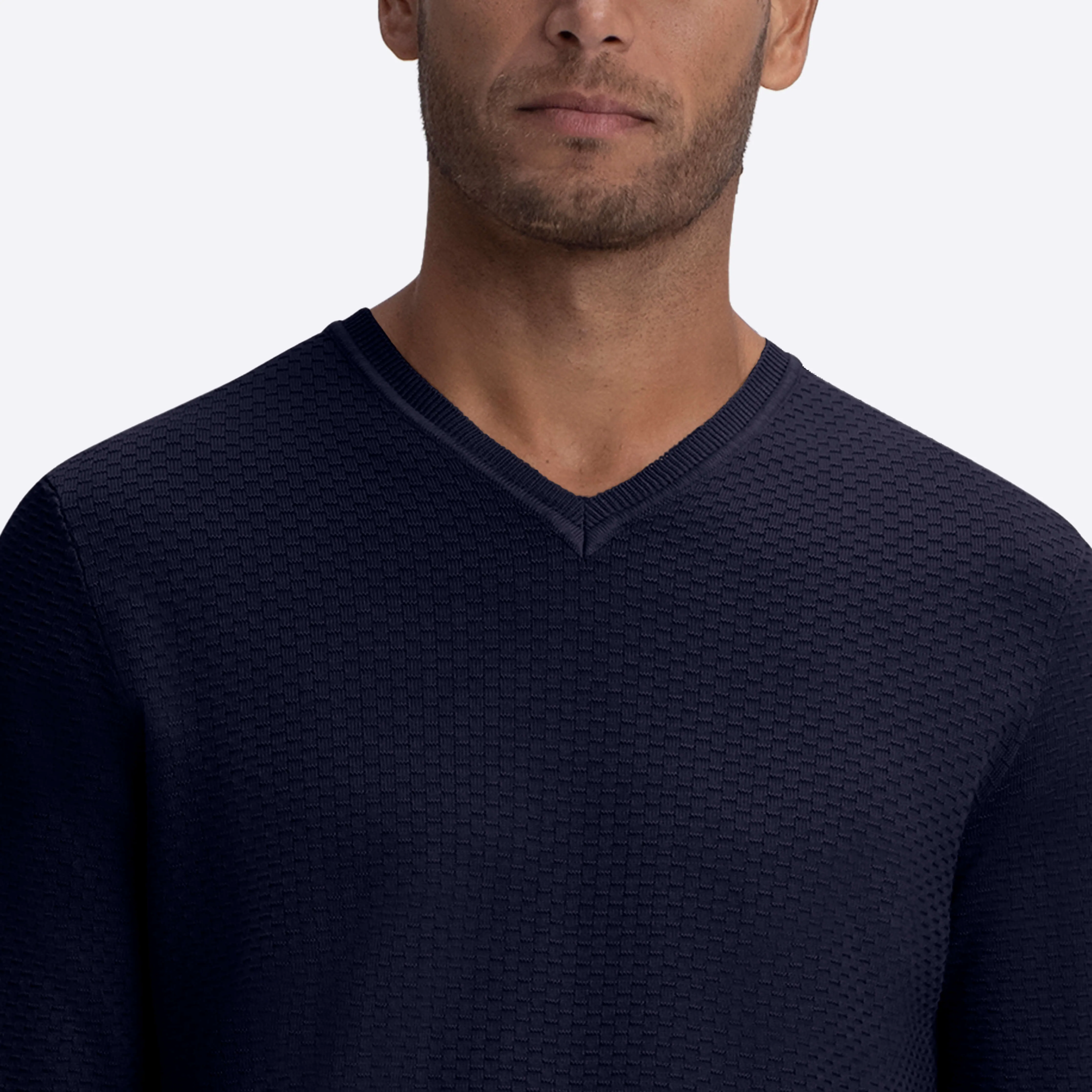 Basketweave V-Neck Sweater