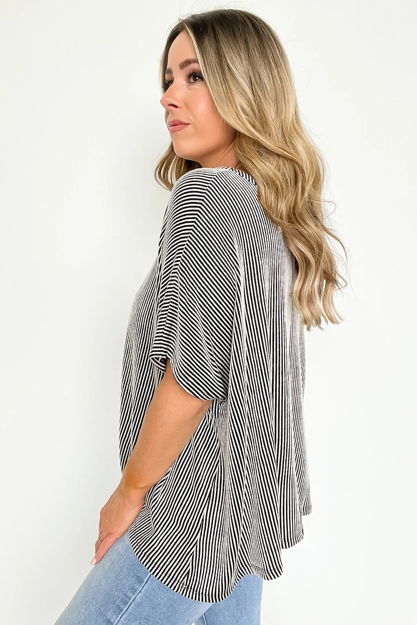 Beatryx Two Tone Rib Knit Oversized Top - BACK IN STOCK