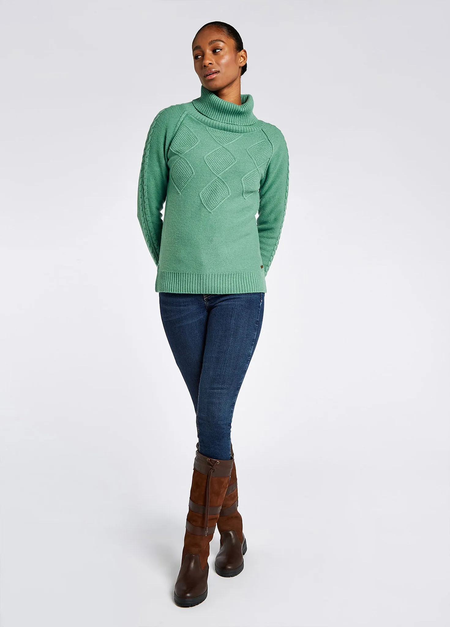 Belleek Chunky Roll Neck Sweater - Crab Apple