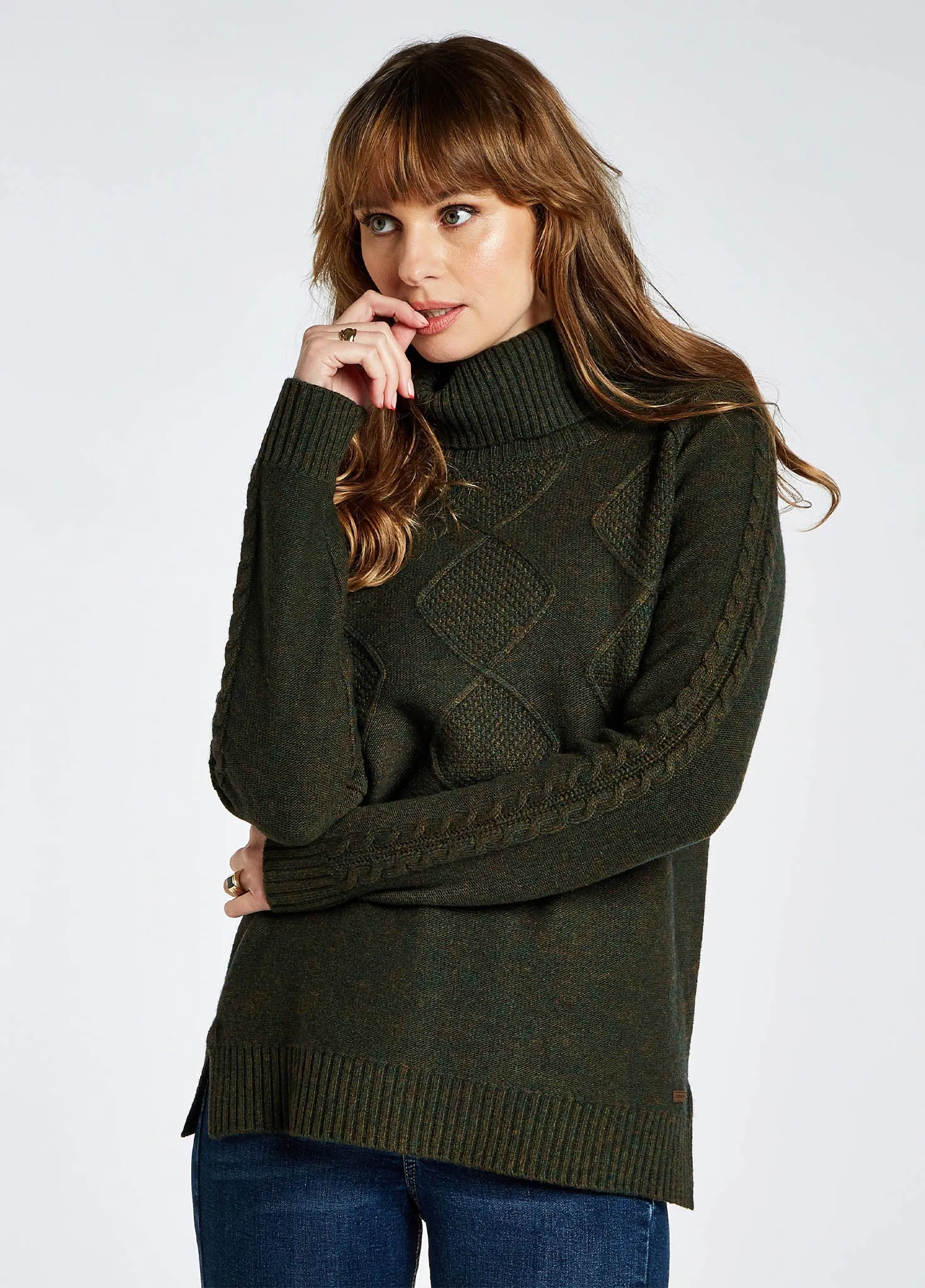 Belleek Chunky Roll Neck Sweater - Olive