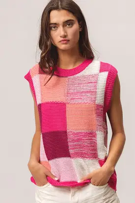 BiBi Color Block Round Neck Sweater Vest