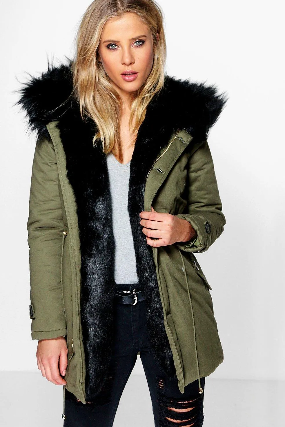 Boutique Maria Faux Fur Trim Parka