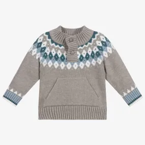 Boys Grey Cotton Knit Sweater