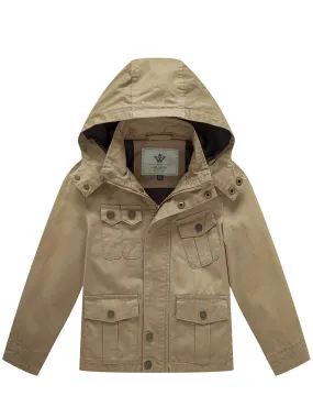 Boy's Lightweight Casual Cotton Military Jacket Outerwear Coat