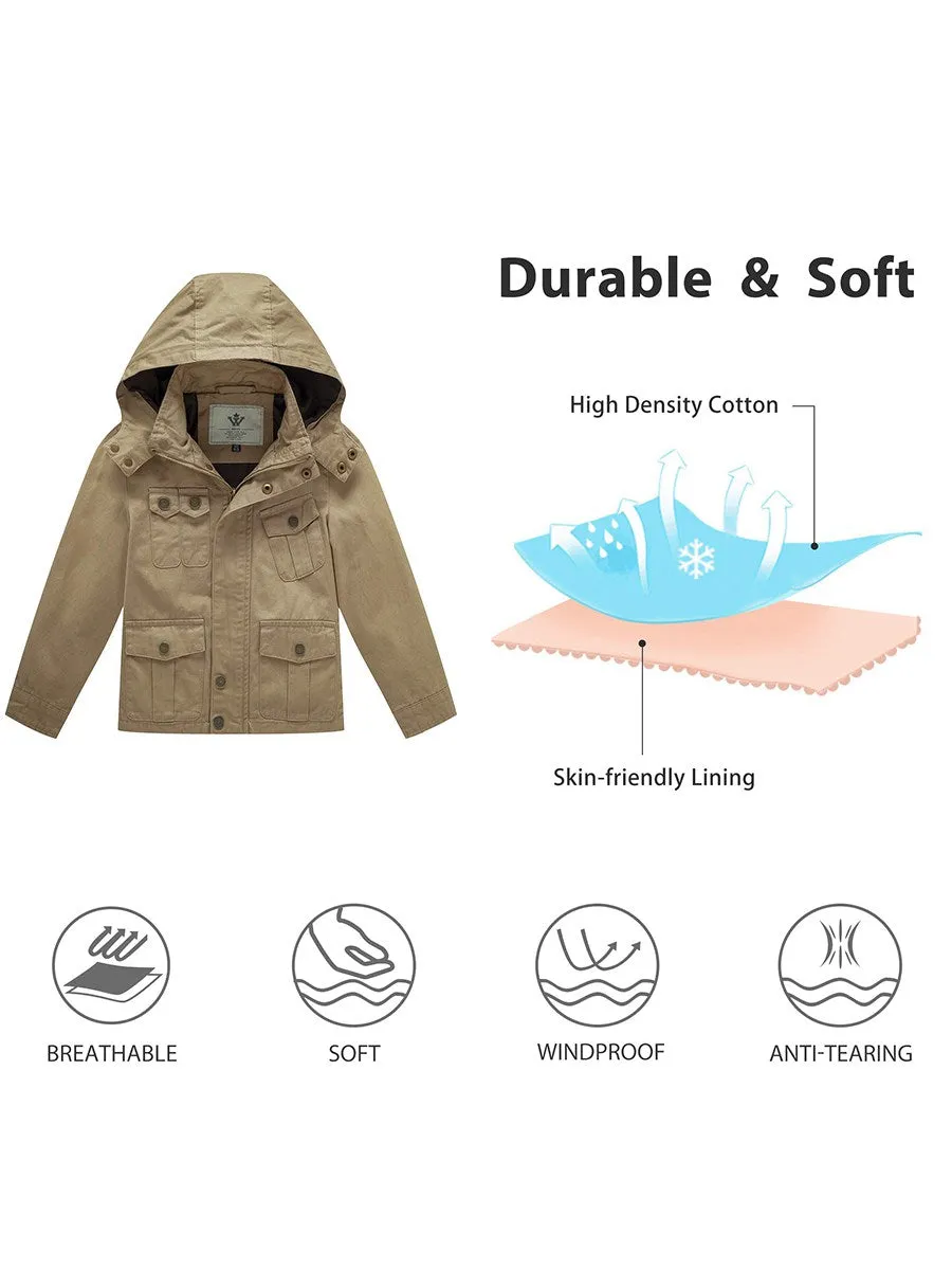 Boy's Lightweight Casual Cotton Military Jacket Outerwear Coat