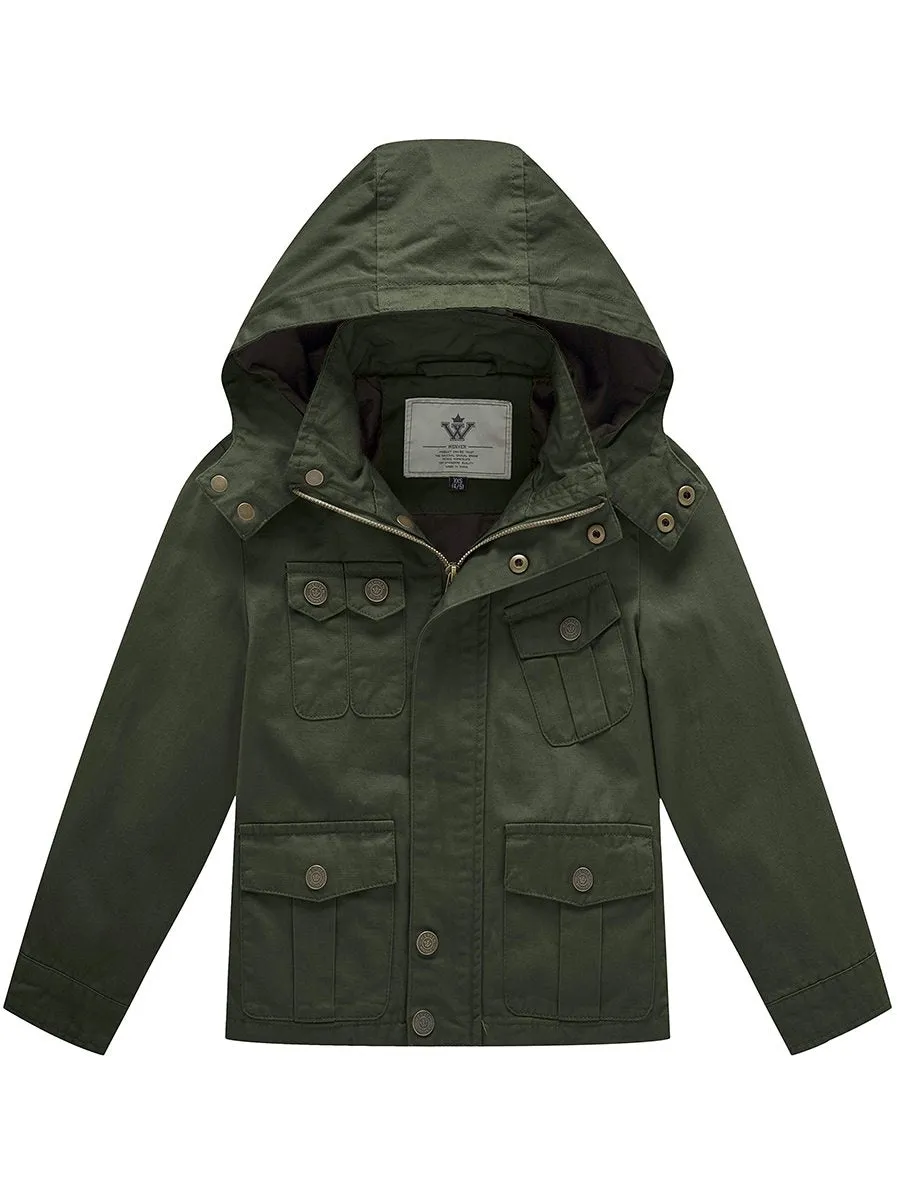 Boy's Lightweight Casual Cotton Military Jacket Outerwear Coat