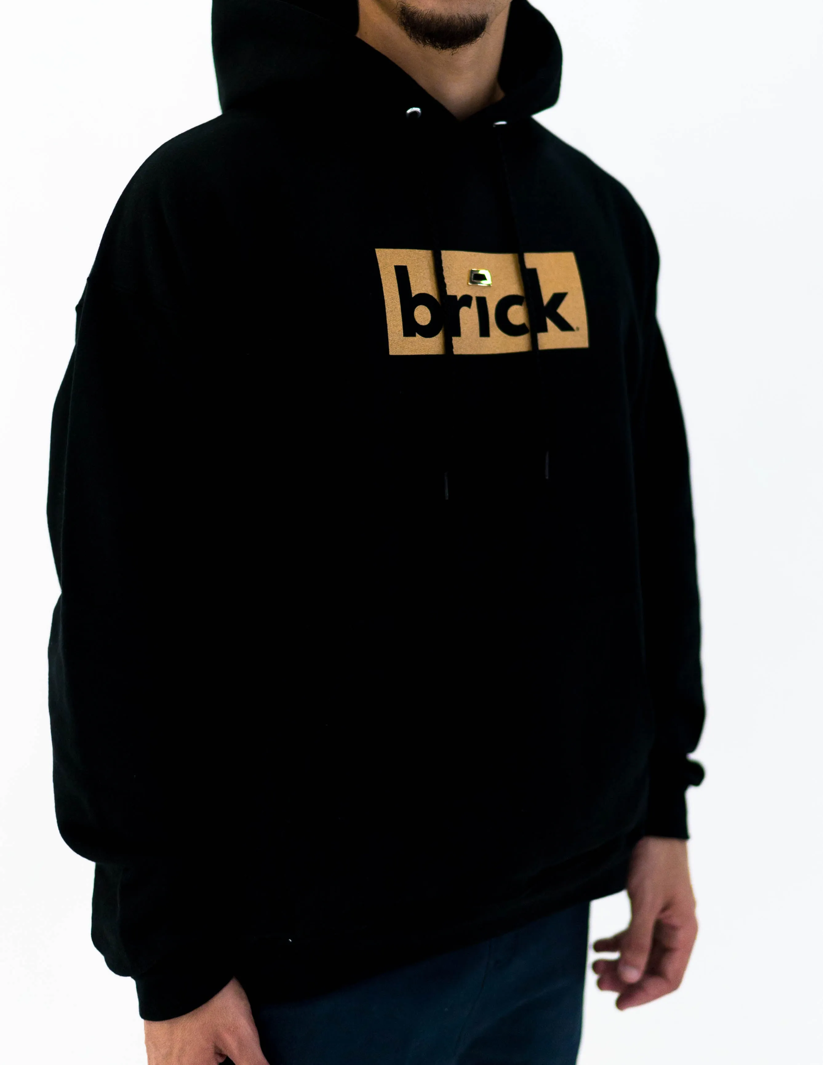 brick 14k gold bonded hoodie - black / yellow gold