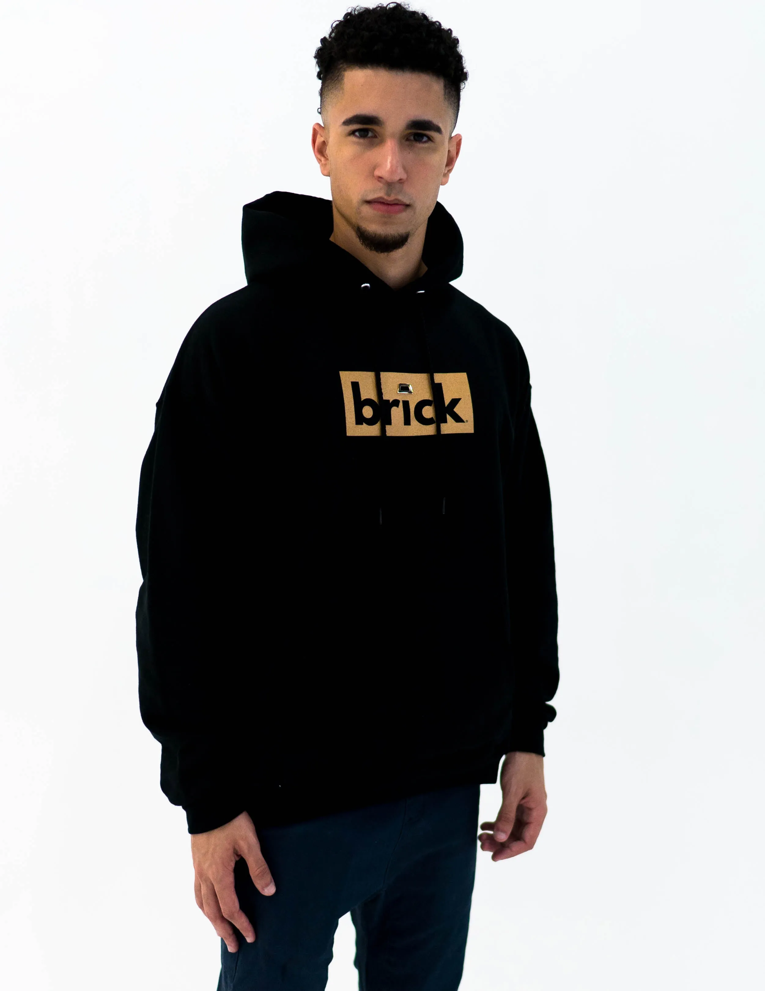 brick 14k gold bonded hoodie - black / yellow gold