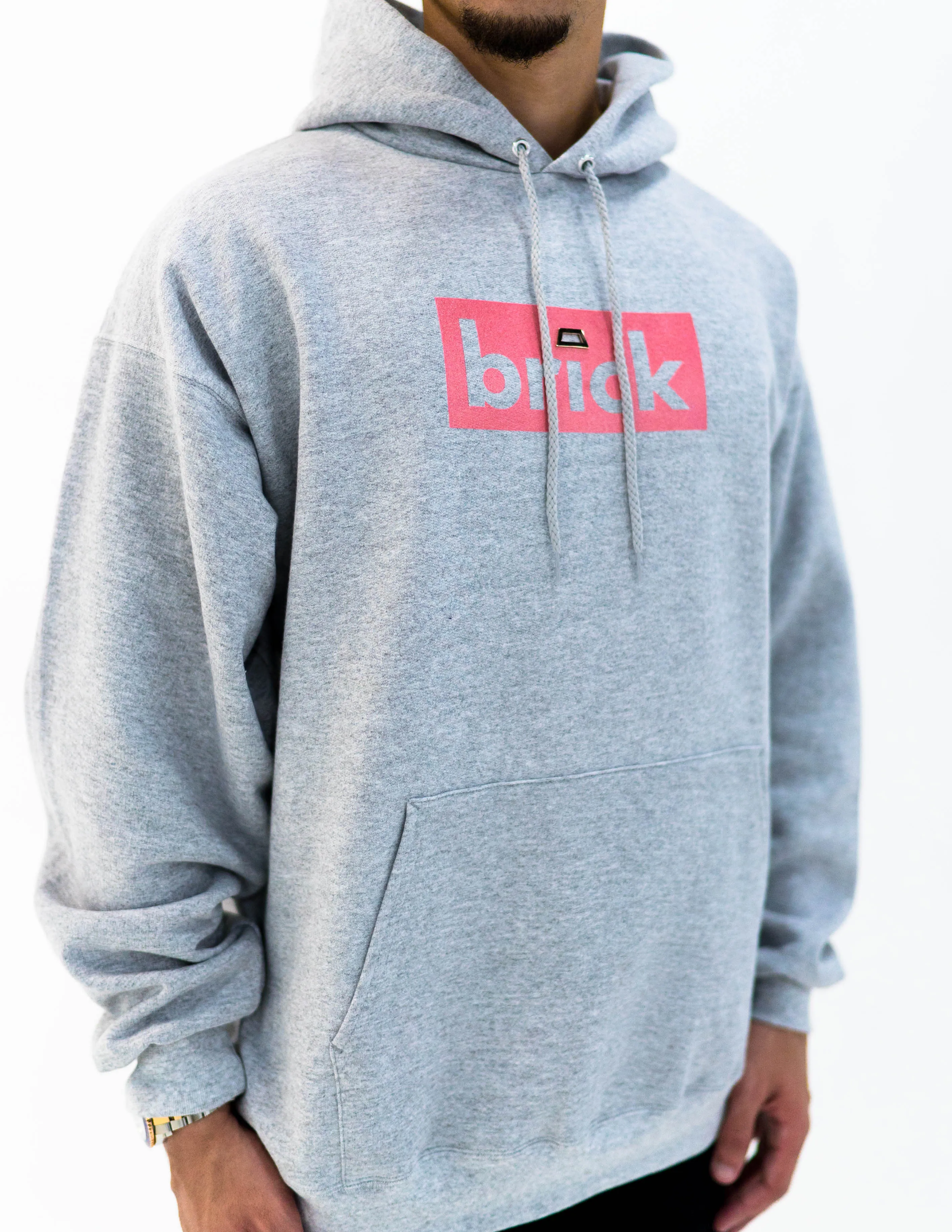 brick 14k gold bonded hoodie - grey / rose gold