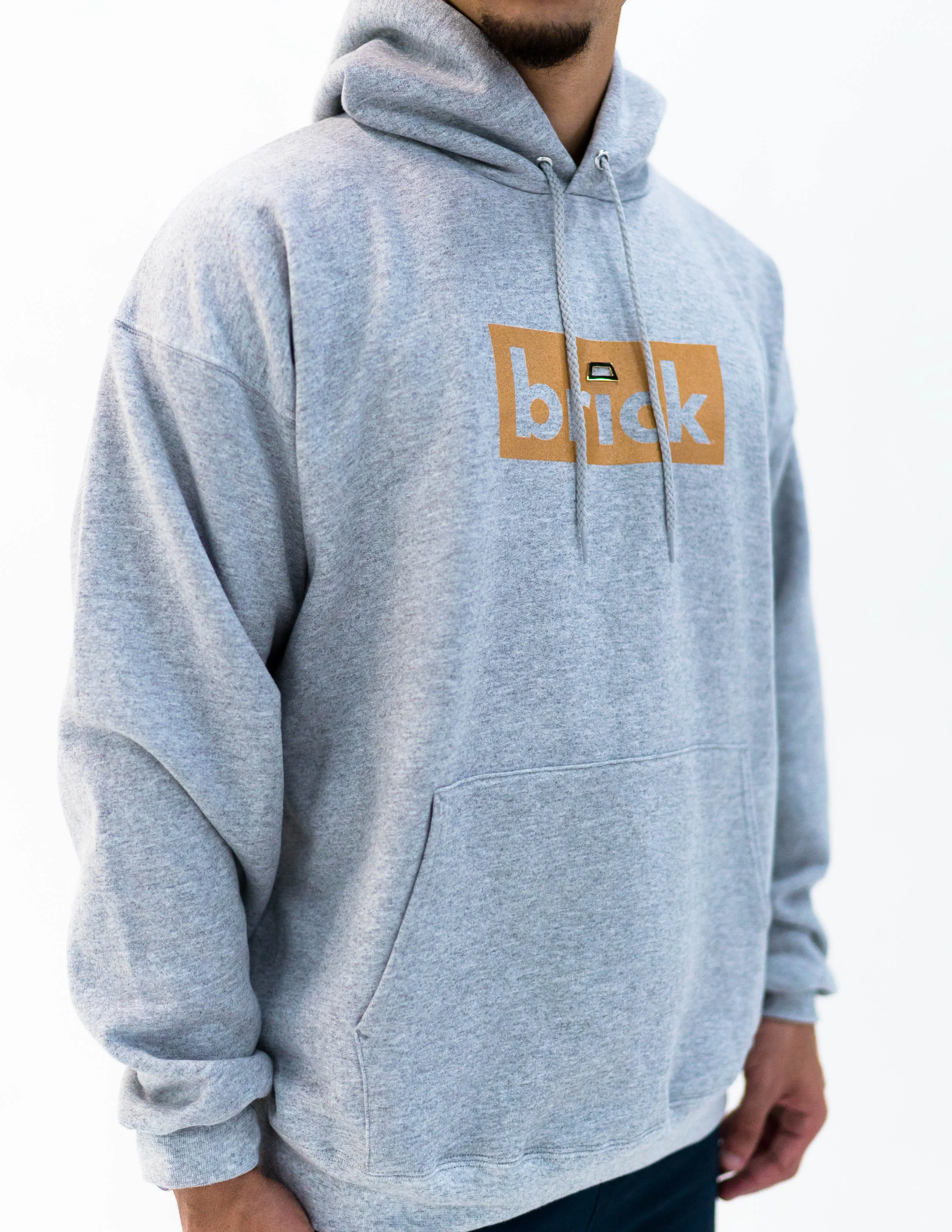 brick 14k gold bonded hoodie - grey / yellow gold