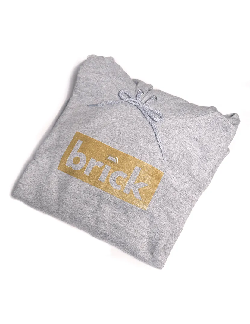 brick 14k gold bonded hoodie - grey / yellow gold