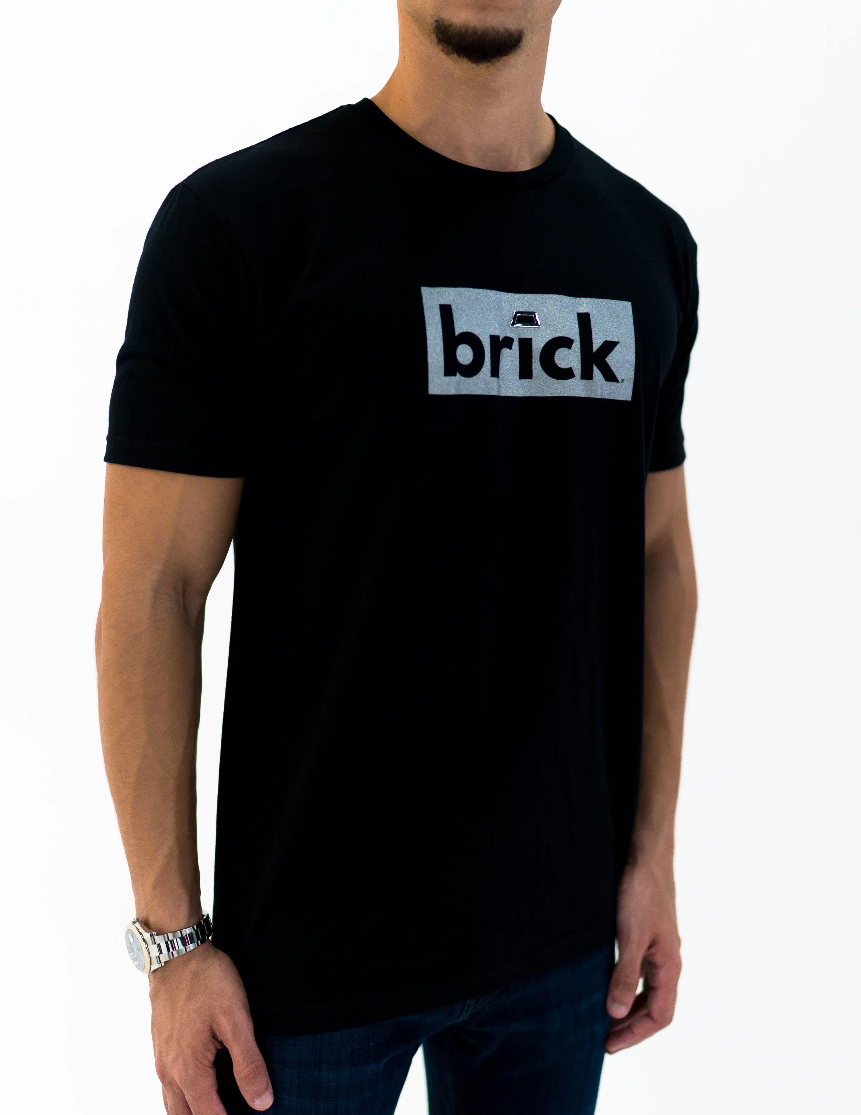 brick 14k gold bonded short sleeve shirt - black / white gold