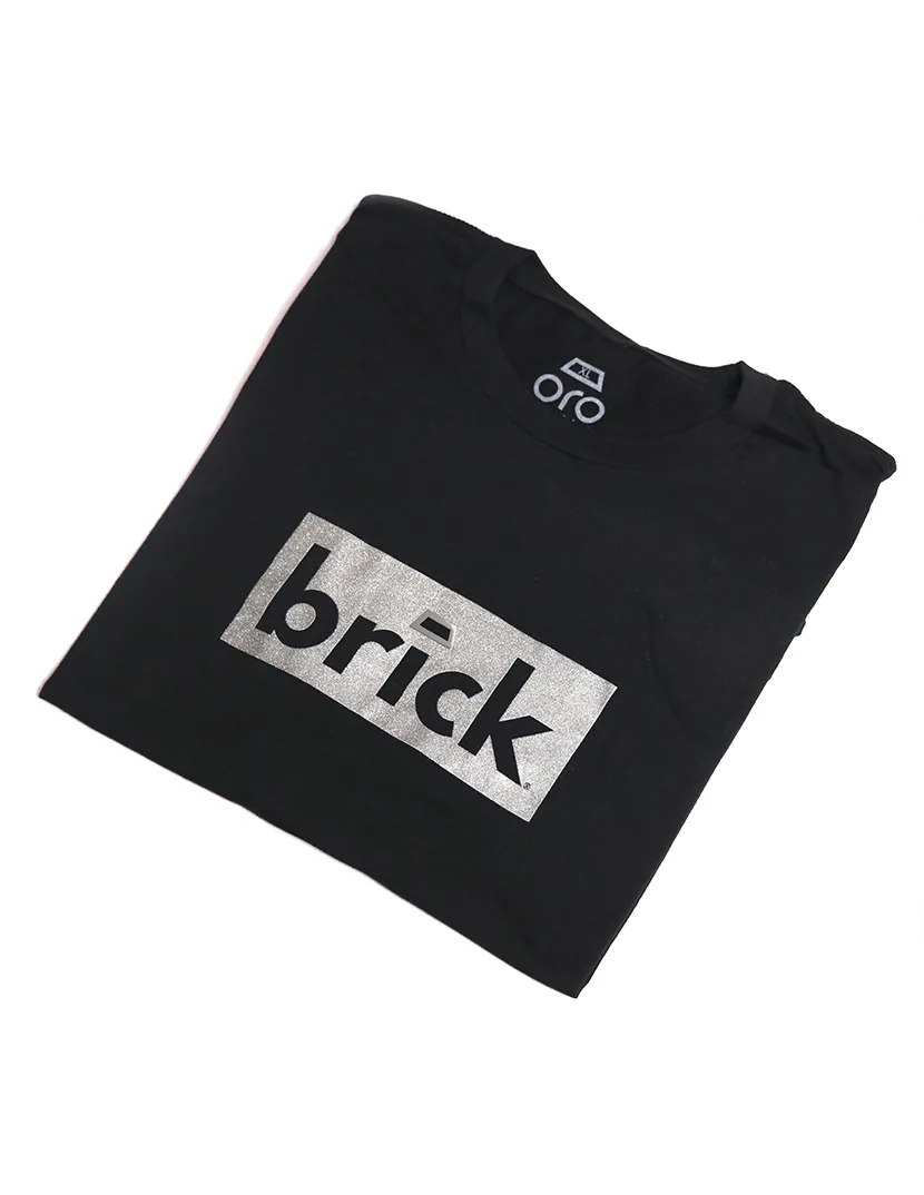 brick 14k gold bonded short sleeve shirt - black / white gold