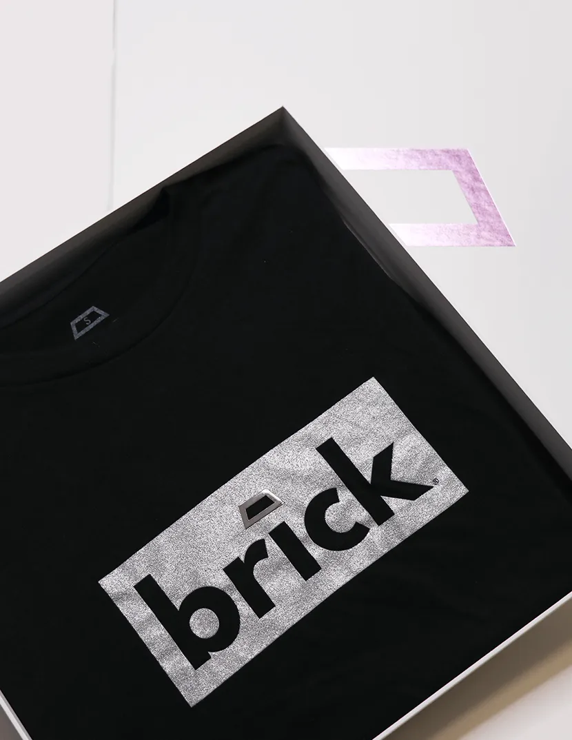 brick 14k gold bonded short sleeve shirt - black / white gold