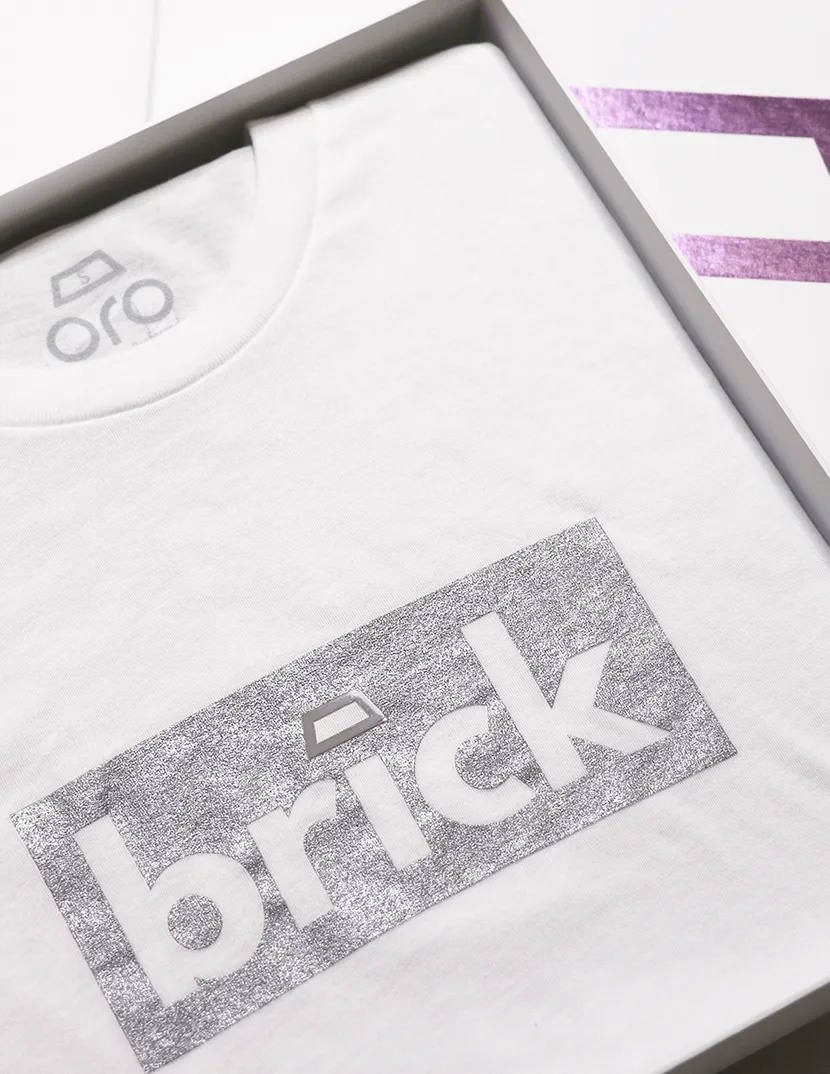 brick 14k gold bonded short sleeve shirt - white / white gold