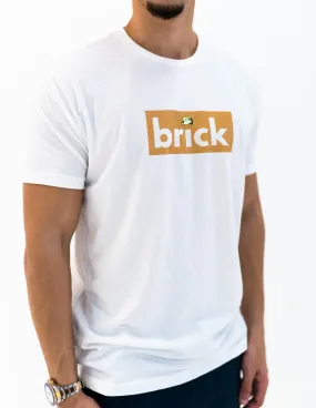 Brick 14k gold bonded short sleeve shirt - white / yellow gold