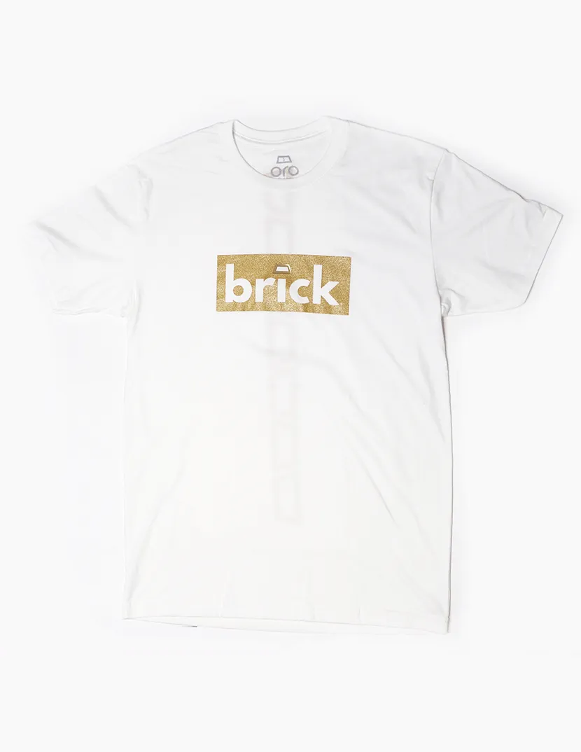 Brick 14k gold bonded short sleeve shirt - white / yellow gold