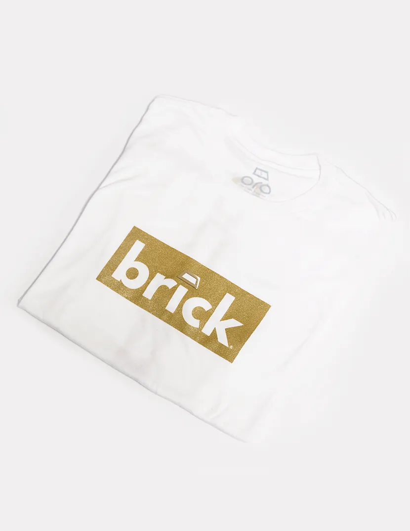 Brick 14k gold bonded short sleeve shirt - white / yellow gold