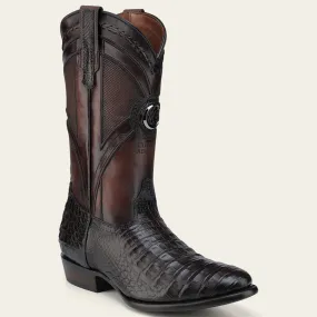 Brown Round Toe Caiman Boot