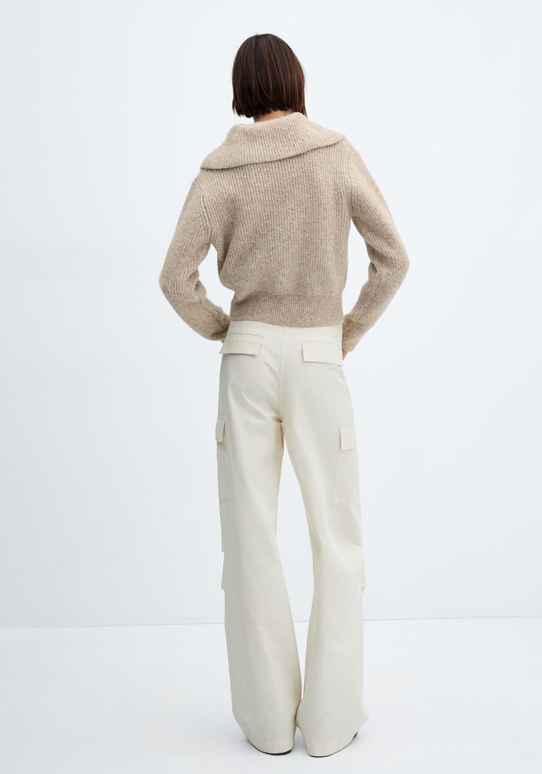 Camp-collar knit sweater