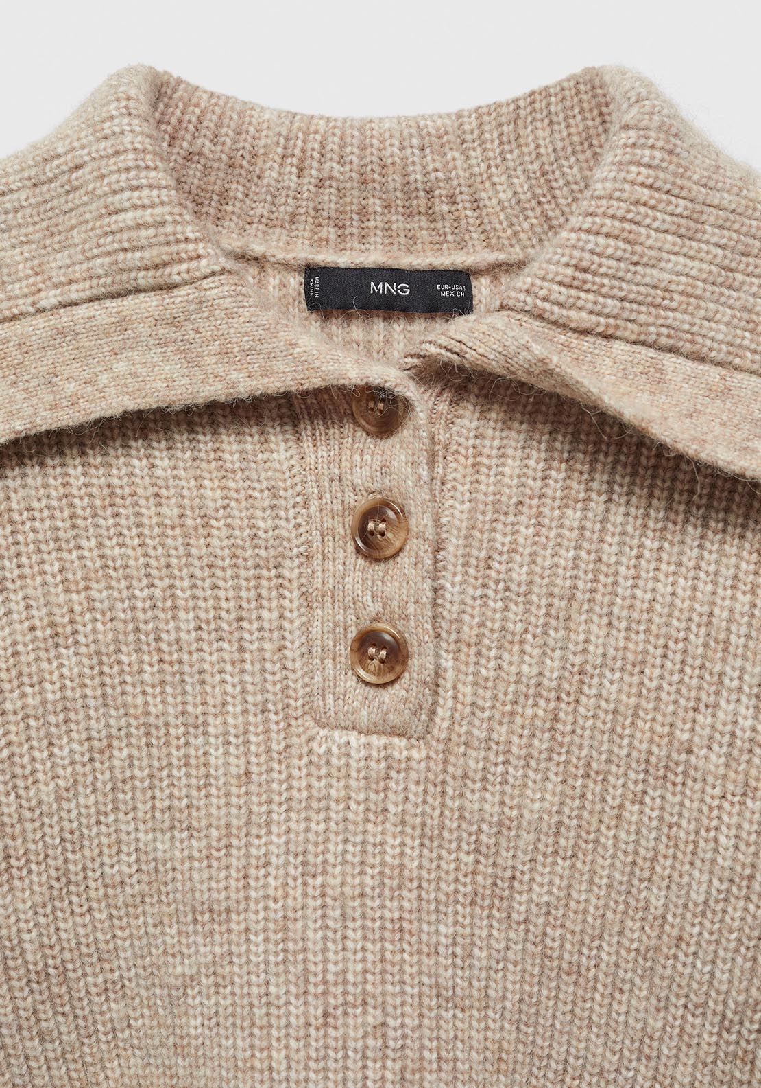 Camp-collar knit sweater