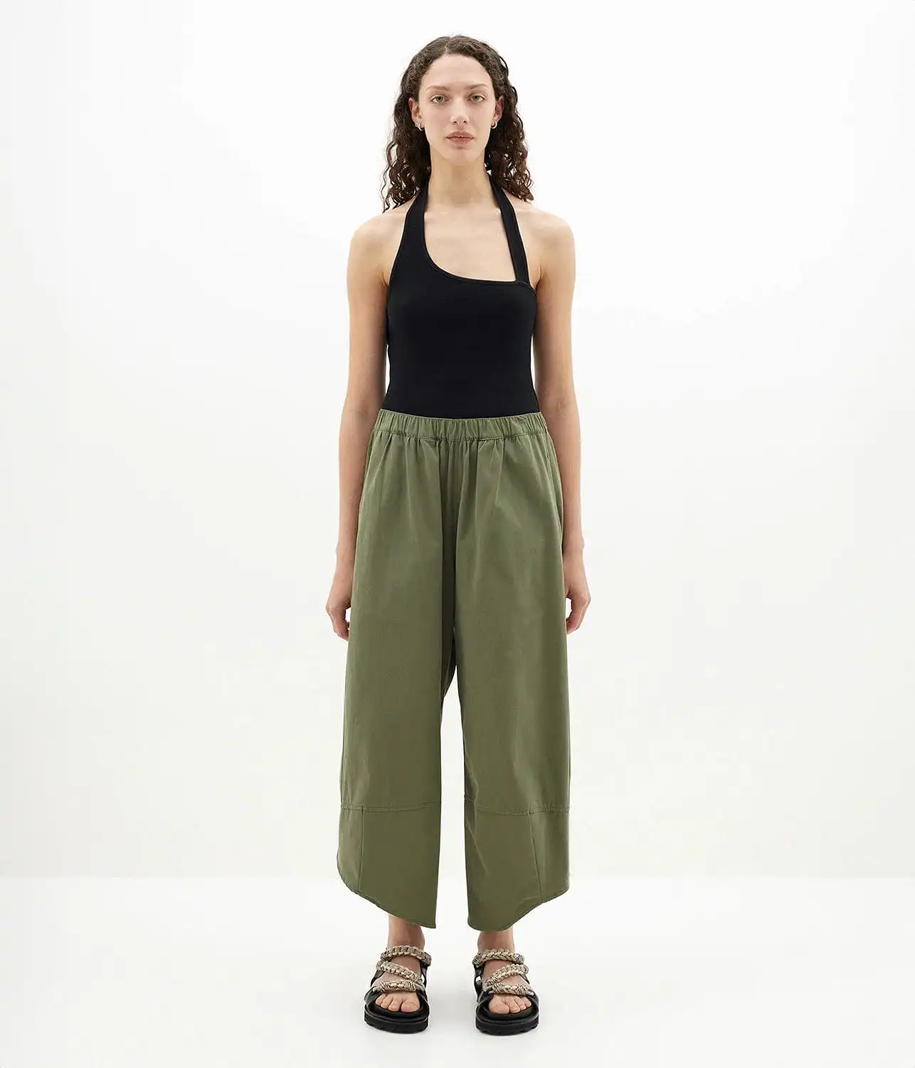 CANVAS SPLIT HEM PANT- KHAKI