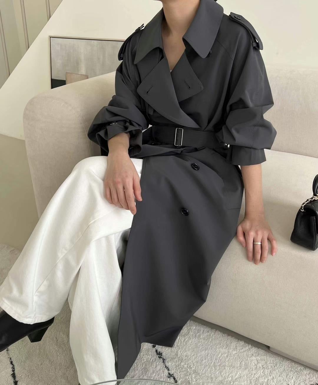 Carrie Charcoal Trench Coat