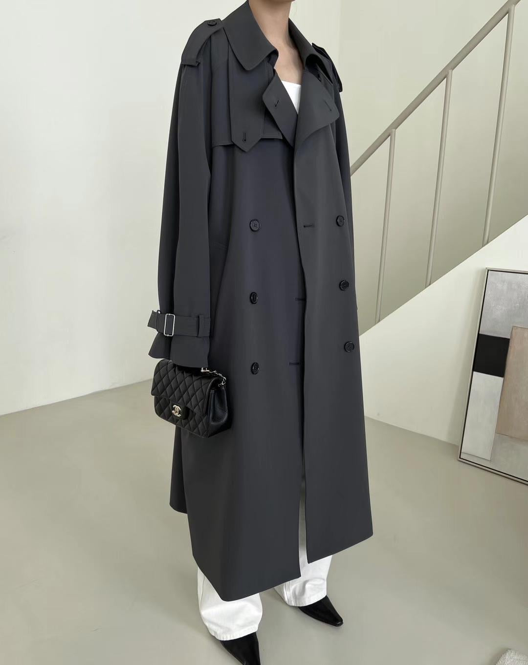 Carrie Charcoal Trench Coat