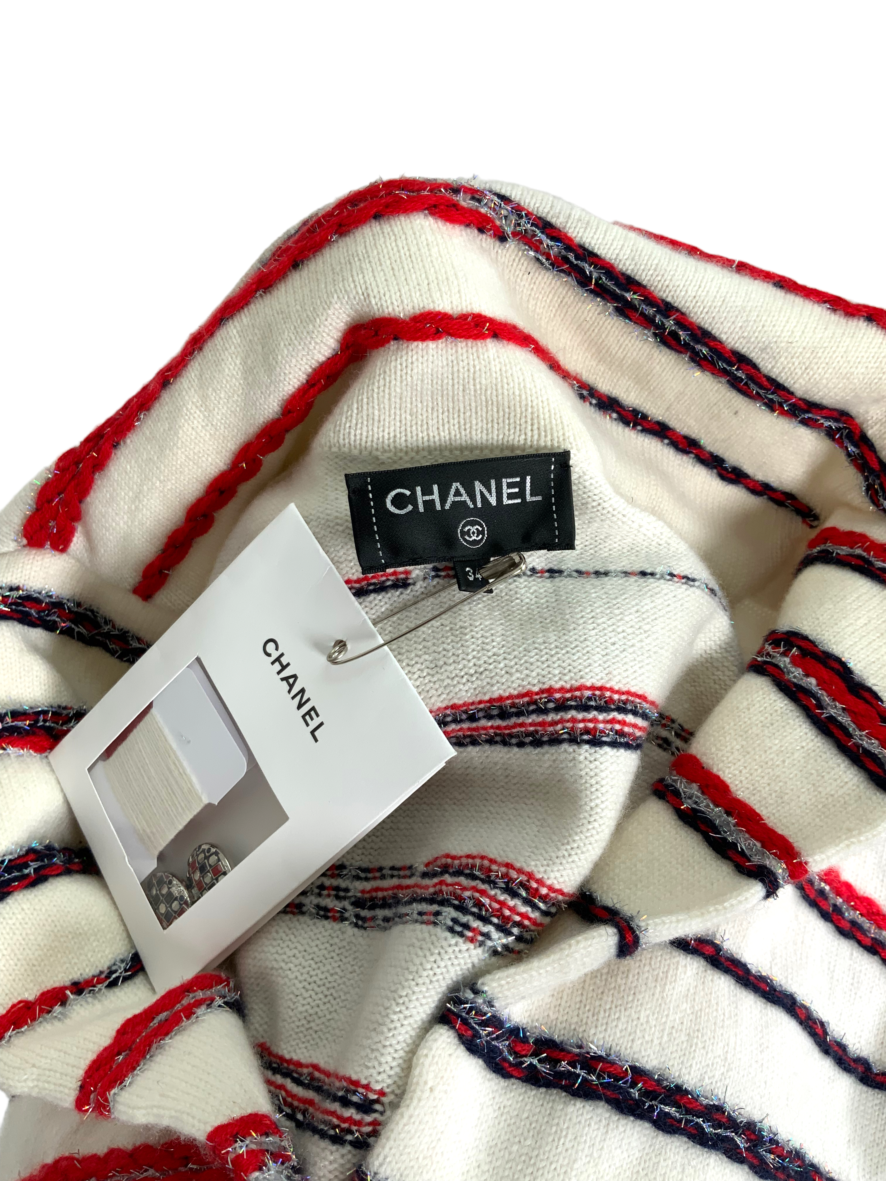 CHANEL 20S Striped Cashmere Jacket Size S