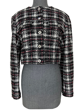 CHANEL Tweed Cropped Jacket Size M