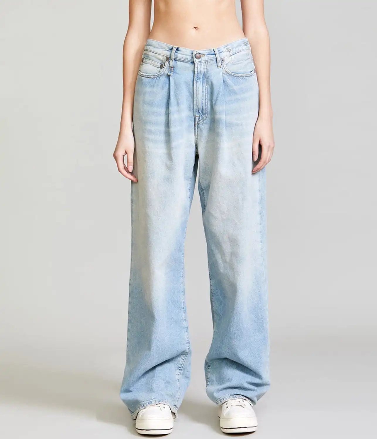 DAMON PLEATED WIDE LEG PANT- LENNON BLUE