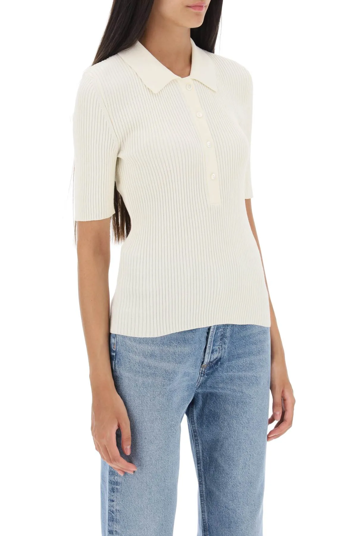 Danae Rib Knit Polo Shirt