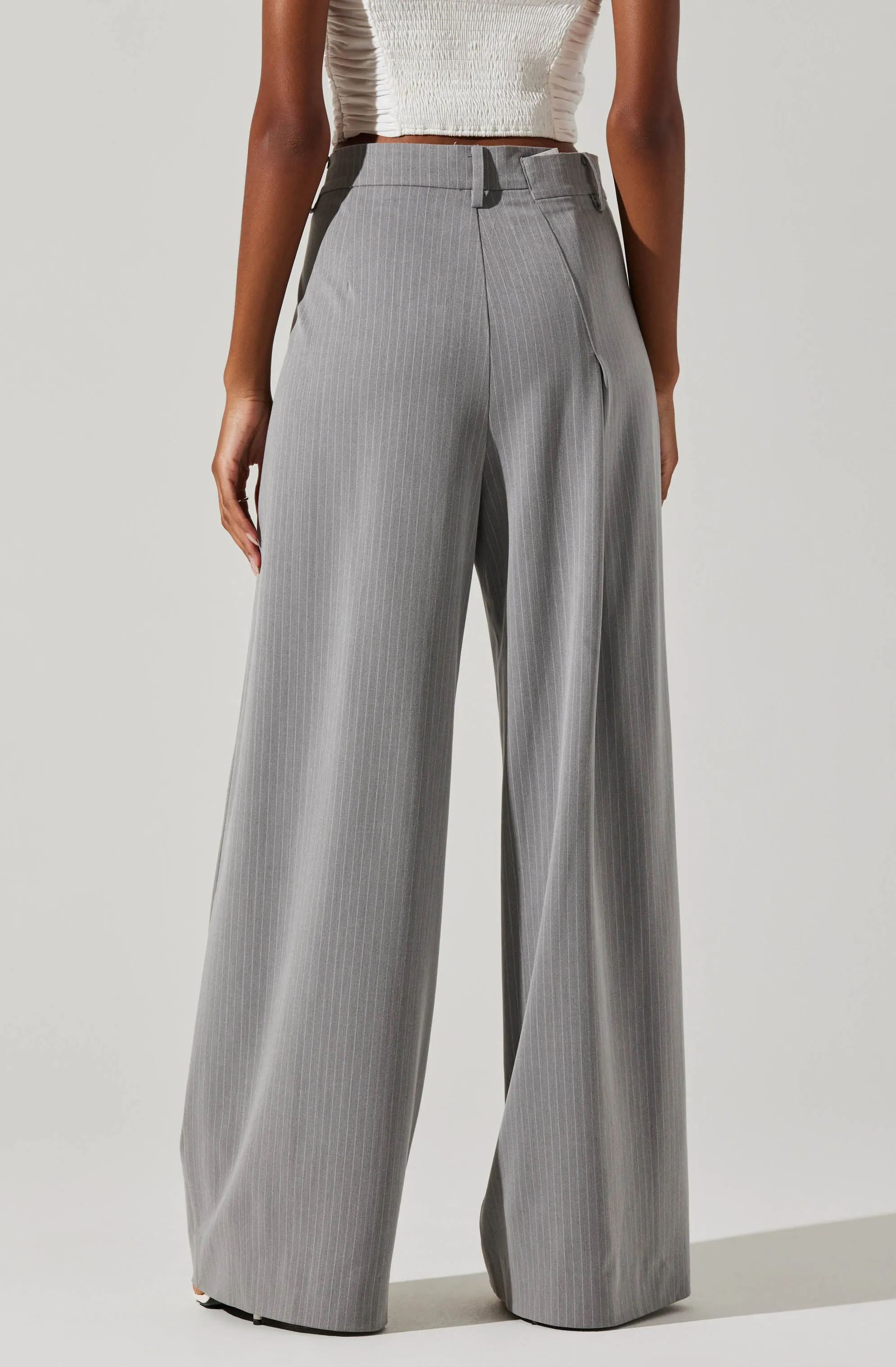 Dawson Pinstripe Asymmetric Wide Leg Pants