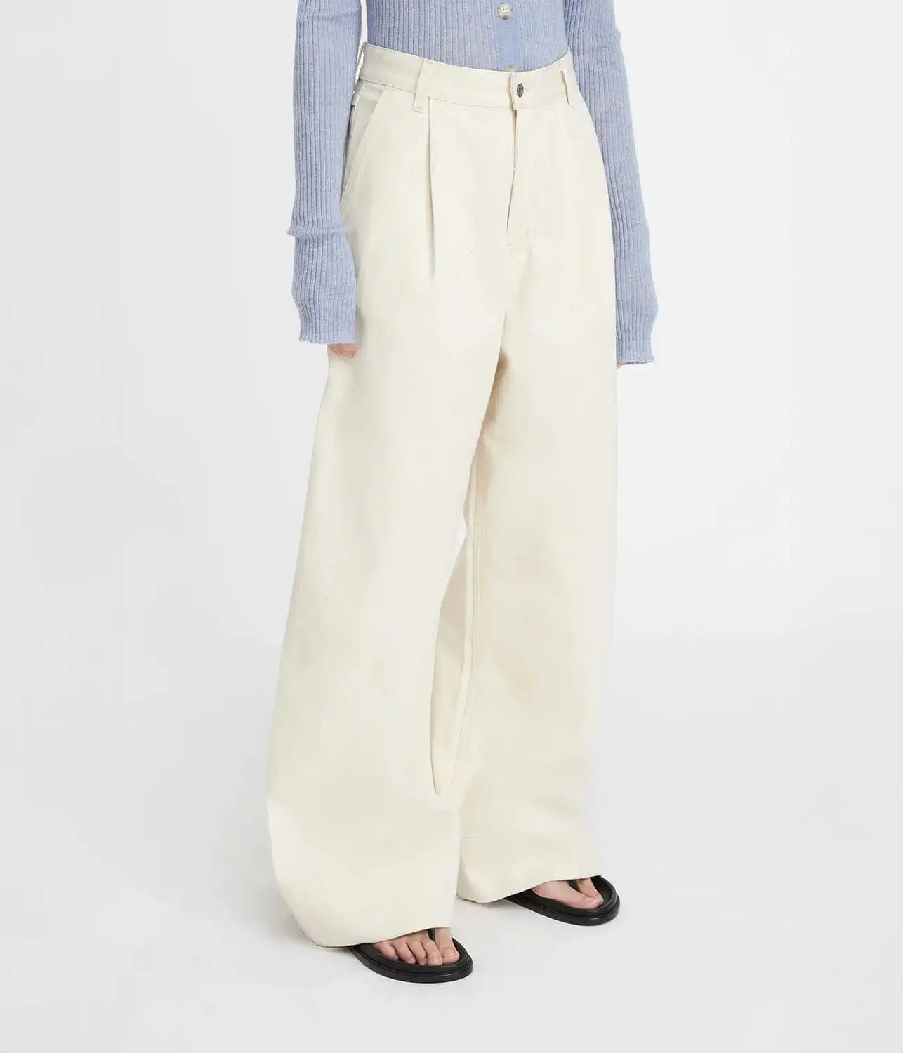 DENIM PLEAT PANT- OAT