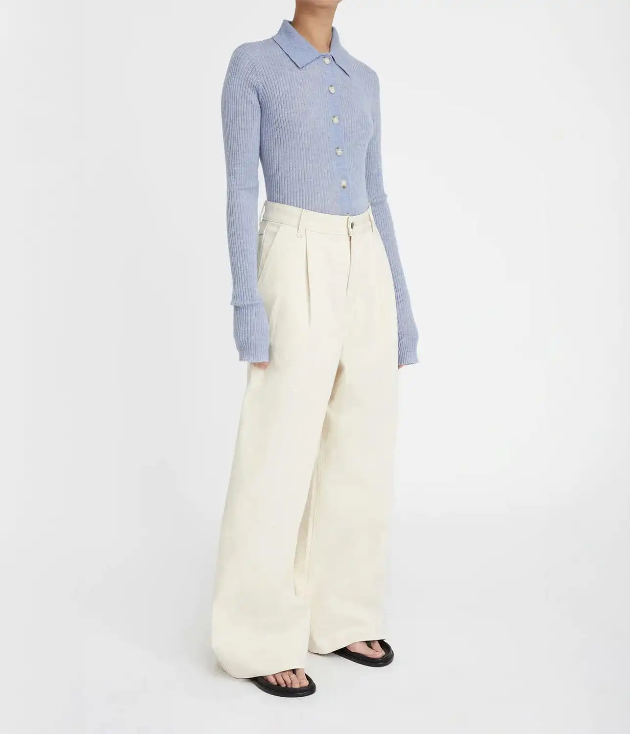 DENIM PLEAT PANT- OAT