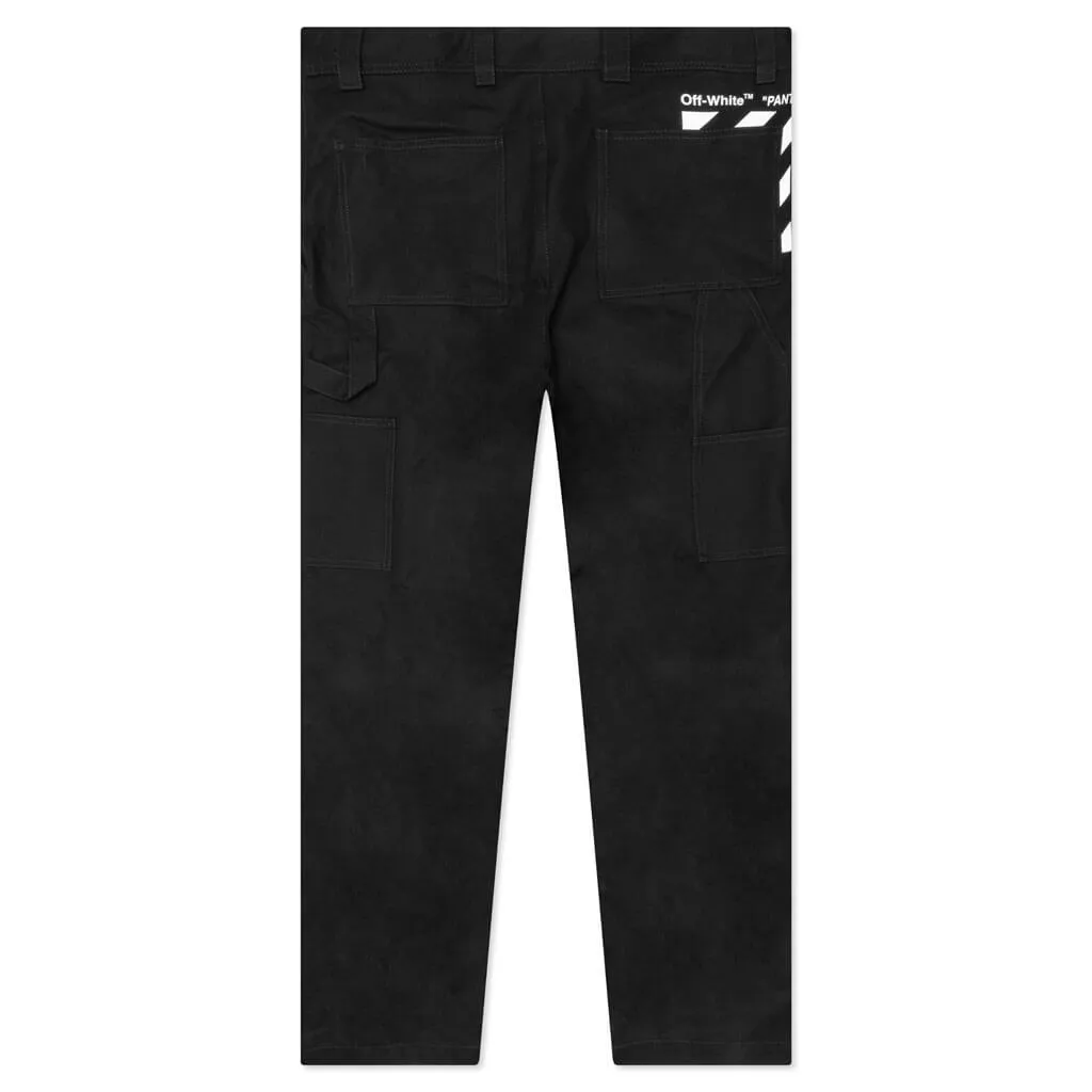 Diagonal Pkt Carpenter Pant - Black/White