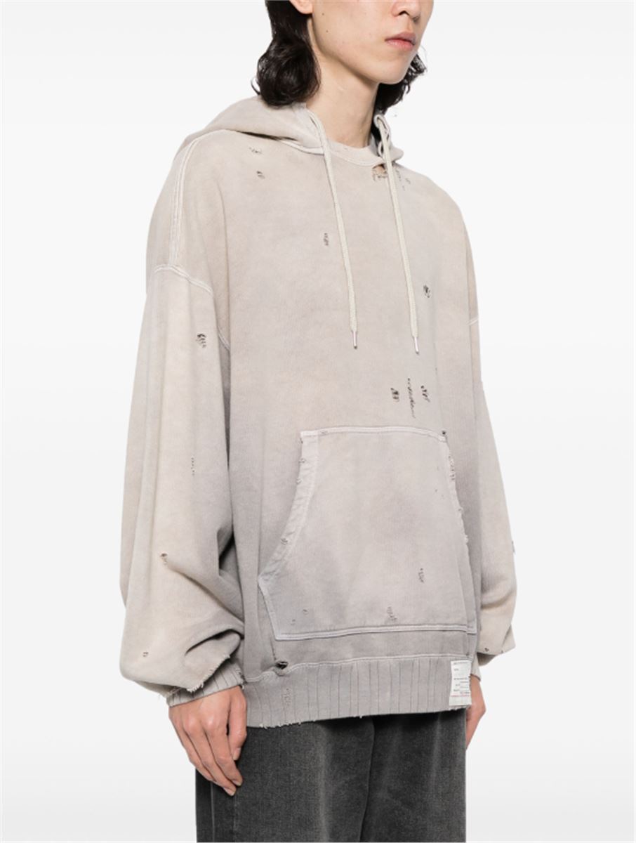 DISTRESSED-EFFECT COTTON HOODIE