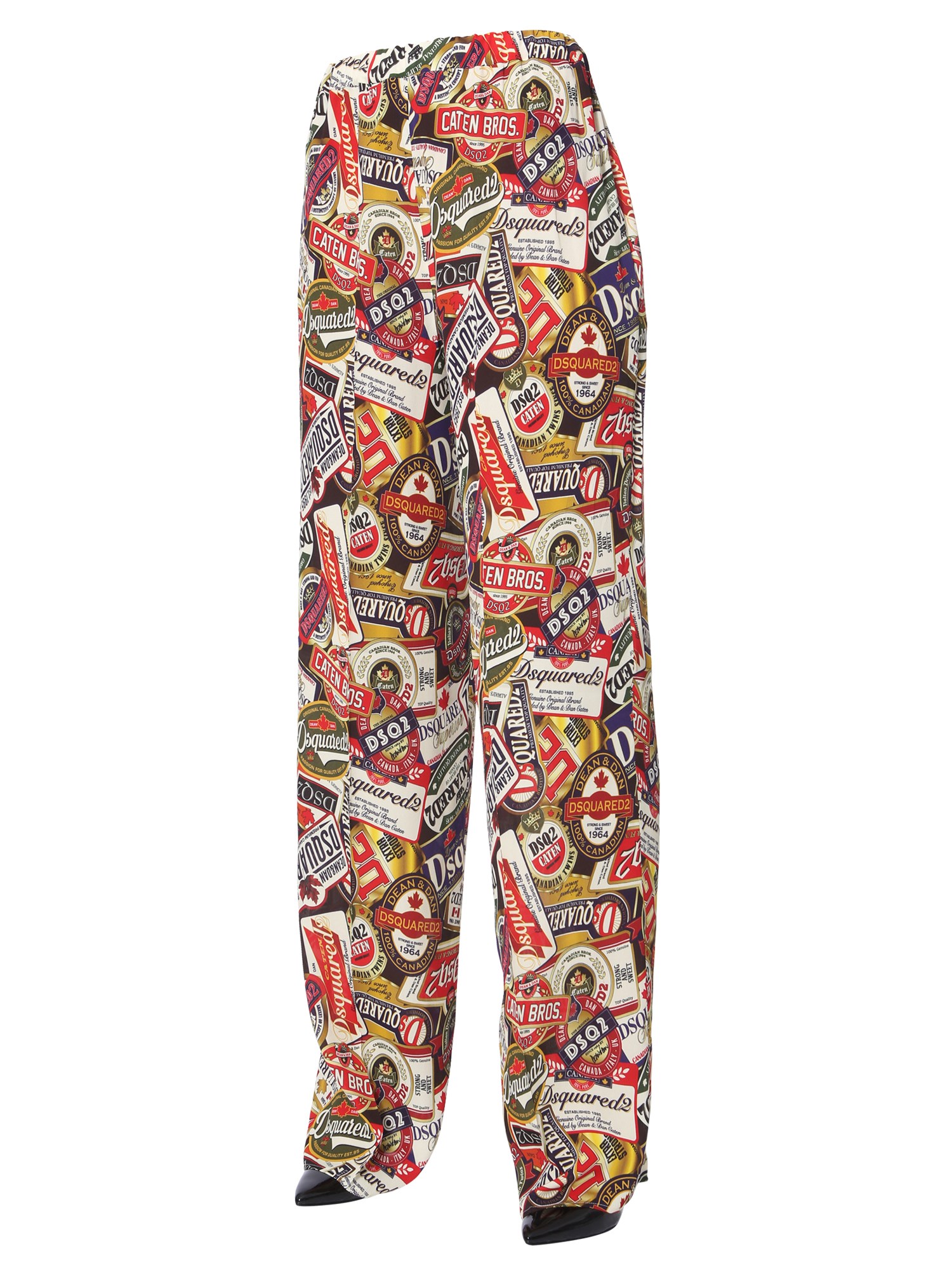 DSQUARED    MIX LOGO PRINT WIDE PANTS