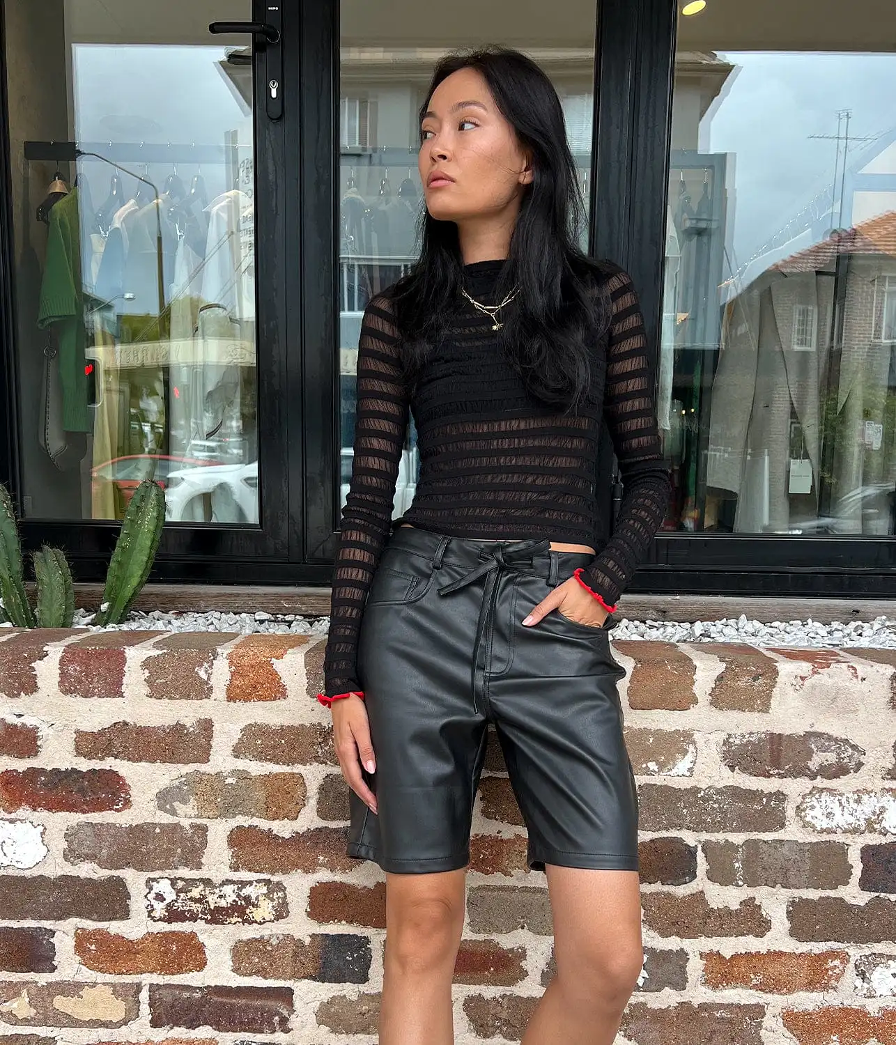 FAUX LEATHER SHORTS- BLACK