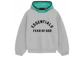 Fear of God Essentials Nylon Fleece Hoodie Light Heather Grey/Mint Leaf