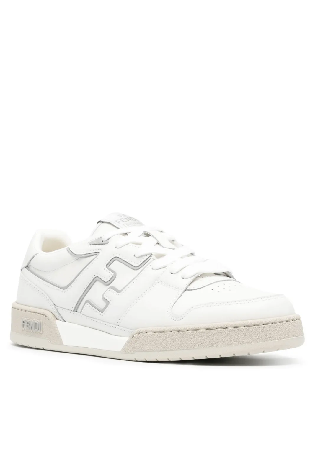 Fendi Match FF-applique leather White grey sneakers