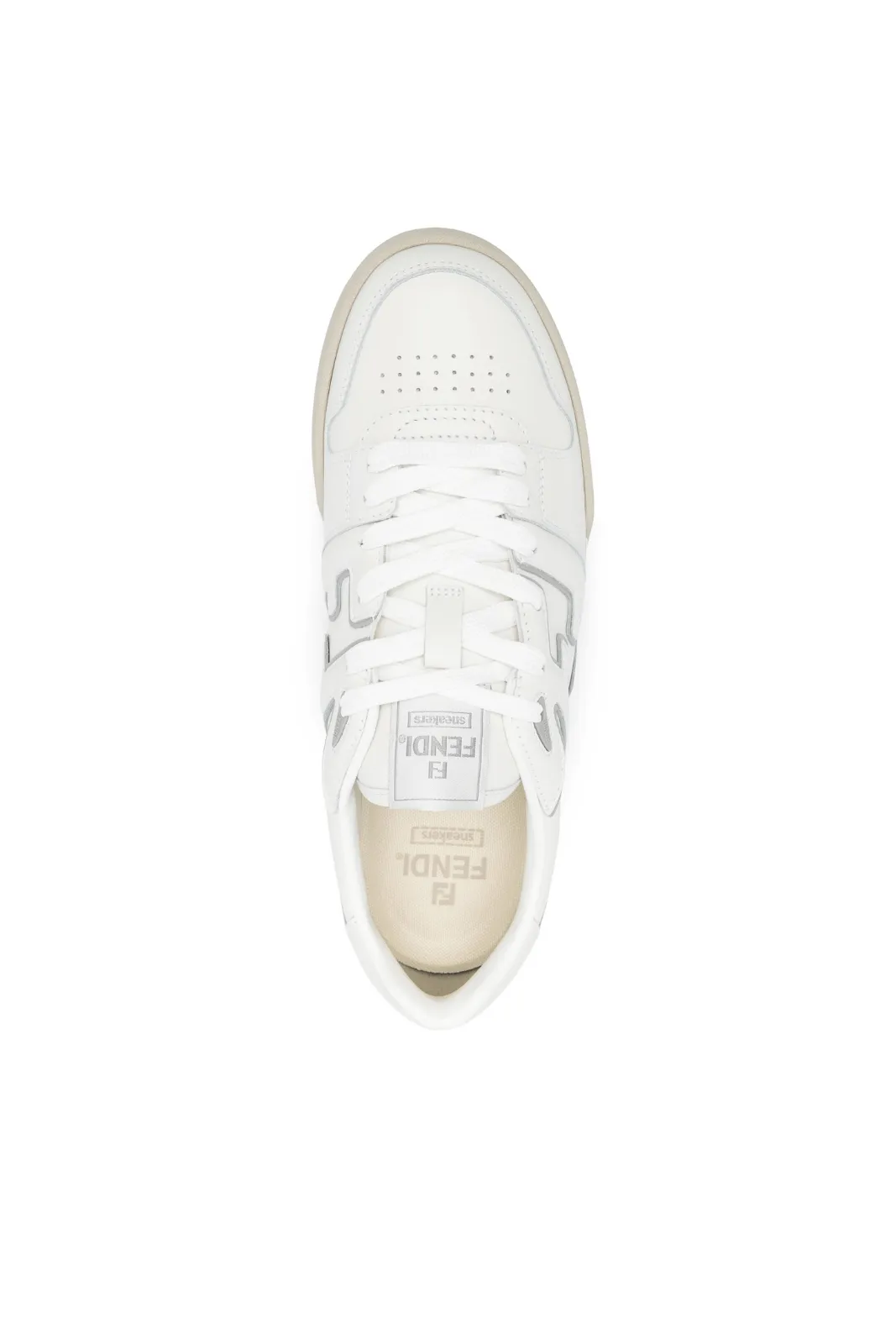 Fendi Match FF-applique leather White grey sneakers