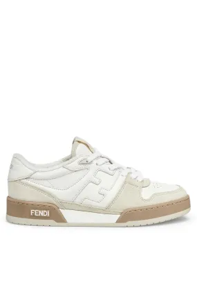 Fendi Match Sneakers White Beige suede low tops